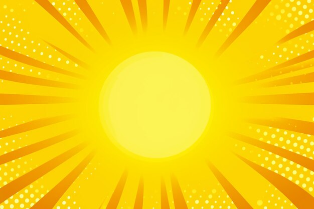 Gelber Comic-Hintergrund mit Sonnenburst und Punkthalbton