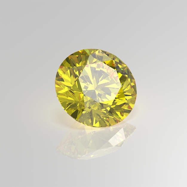 Gelber Diamant-Edelstein rund 3D-Render