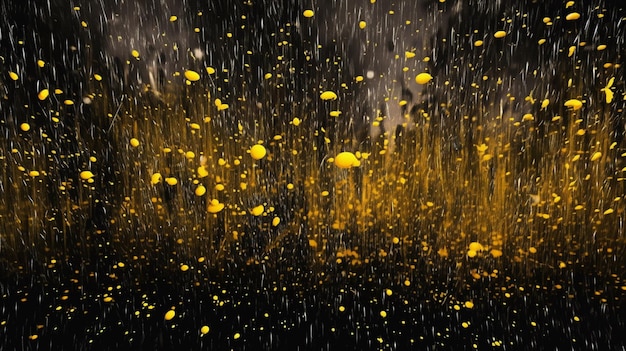 Foto gelber regen von einem schwarzen himmelgenerative ki