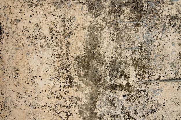 Gelber schmutziger und alter Betonmauerbeschaffenheitshintergrund