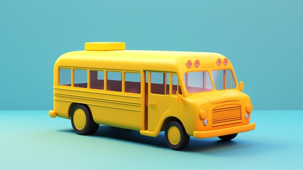 Gelber Schulbus in trendiger Farbpalette für Werbung mit generativer KI