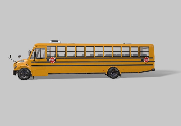 Gelber Schulbus mit verlängertem roten Stoppschild mit leerem Hintergrund leeres Fahrzeug