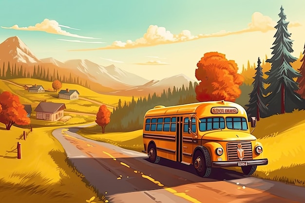 Gelber Schulbus unterwegs Zurück zum Schulkonzept