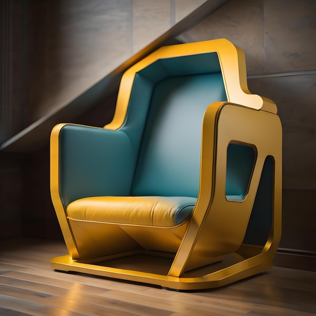 gelber Sessel im modernen Wohnzimmer Interieur generative ai