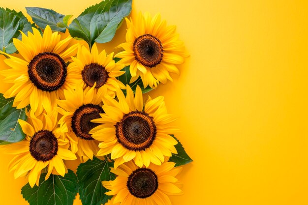 Gelber Sonnenblumenstrauß auf hellgelbem Hintergrund