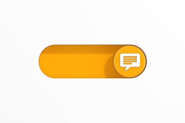 Gelber Toggle Switch Slider mit Message Bubble Icon 3D Rendering