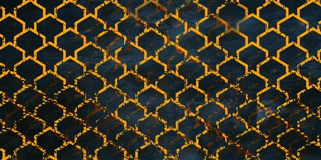 Gelber und schwarzer Grunge Nahtloser geometrischer Musterhintergrund