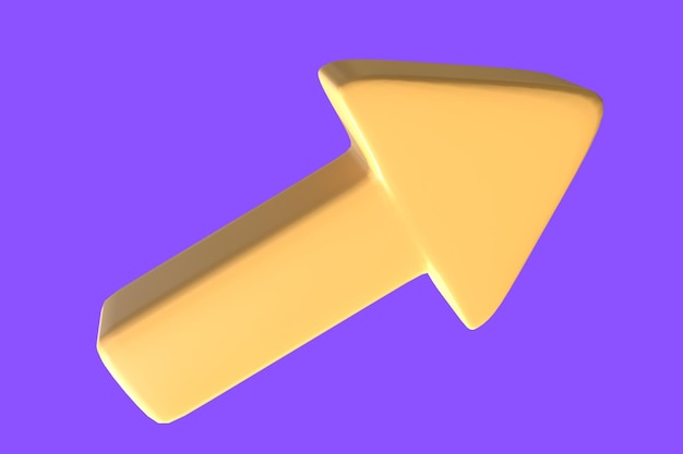 Gelbes 3D-Pfeilsymbol mit violettem Hintergrund 11
