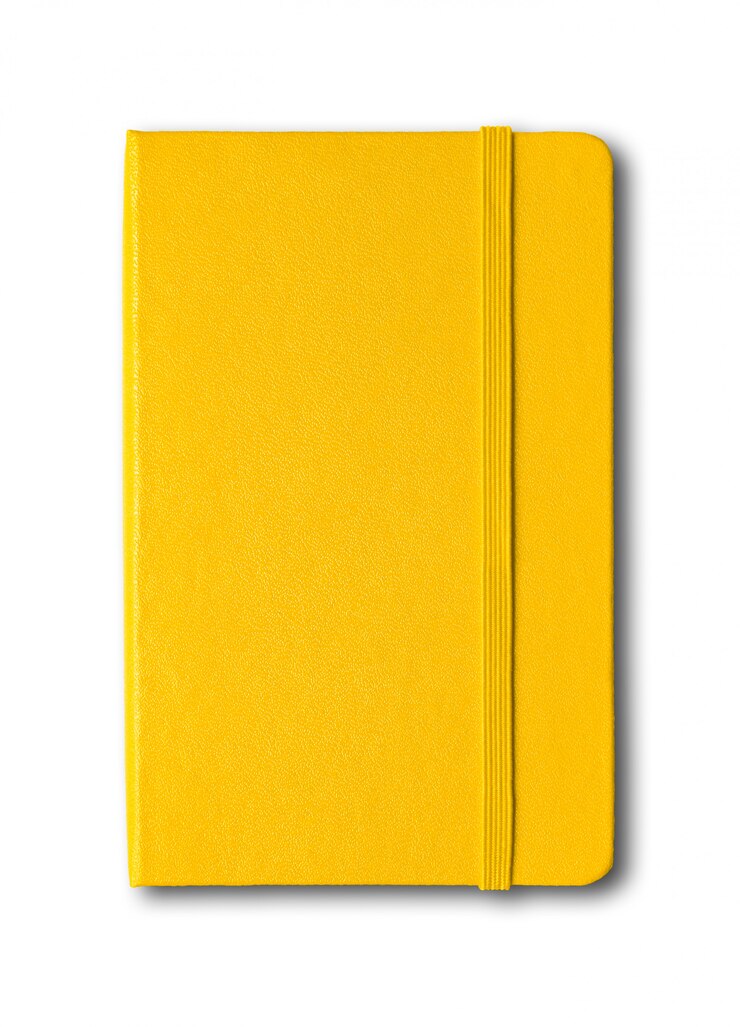Foto gelbes geschlossenes notizbuch getrennt