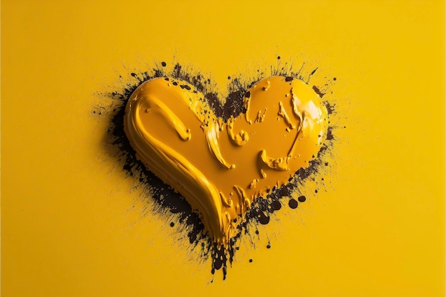 Gelbes Herz auf gelbem Hintergrund Liebe und minimales Ideenkonzept Erstellt mit generativer KI-Technologie