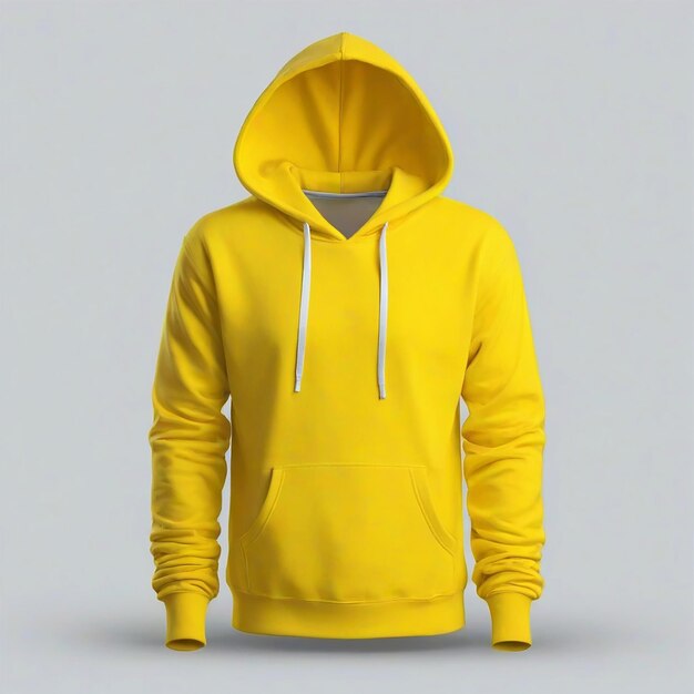 Gelbes Hoodie in Frontansicht Mockup Stil weißer Hintergrund