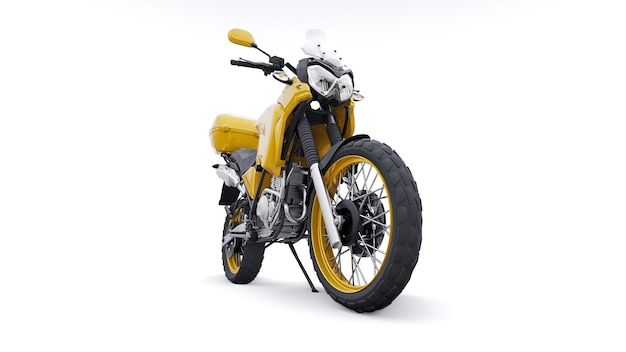 Gelbes leichtes touristisches Enduro-Motorrad 3D-Illustration