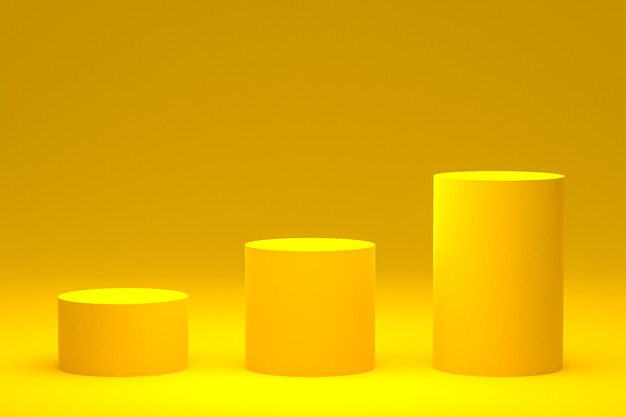 Gelbes Podium minimal oder Produktstand 3D-Rendering für die Präsentation kosmetischer Produkte product