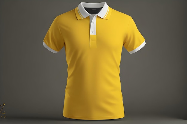 Gelbes Polo-Hemd mit leerem Kragen, Vorderansicht, T-Shirt-Design-Präsentation für Druck-3D-Rendering