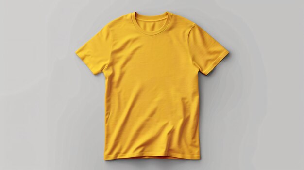 Gelbes T-Shirt-Mokeup-Design auf grauem Hintergrund