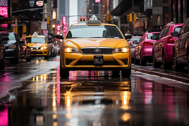 gelbes Taxi in der Nacht