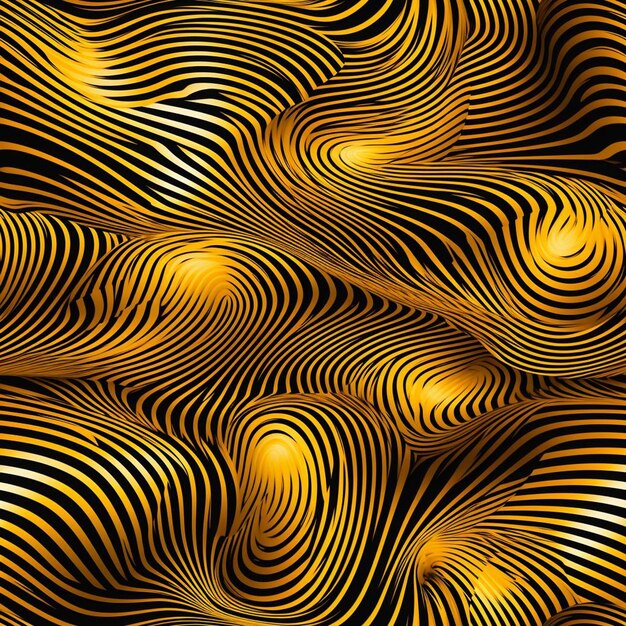 Gelbes und schwarzes abstraktes Muster mit den Linien der Kreise.