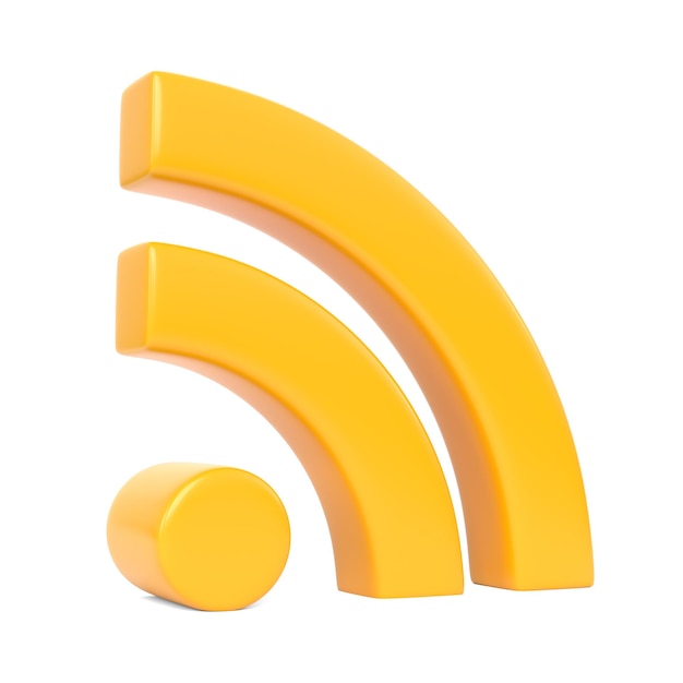 Gelbes WLAN-Symbol isoliert auf weißem Hintergrund WLAN-Symbol-Designkonzept 3D-Rendering
