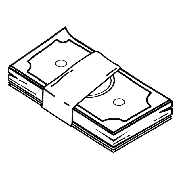 Geld-png-Doodle-Aufkleber mit schwarz-weißer Illustration und durchsichtigem Hintergrund