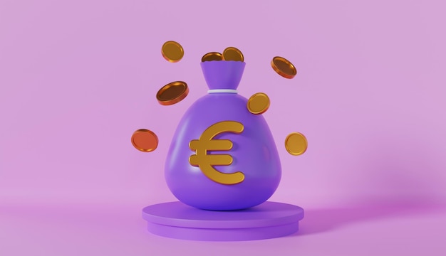 Geldbeutel wachsendes Geschäft Euro-Einsparung auf Podiumshintergrund