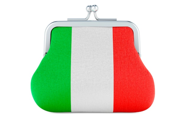 Geldbörse mit italienischer Flagge Budgetinvestition oder Finanzbankkonzept in Italien 3D-Rendering