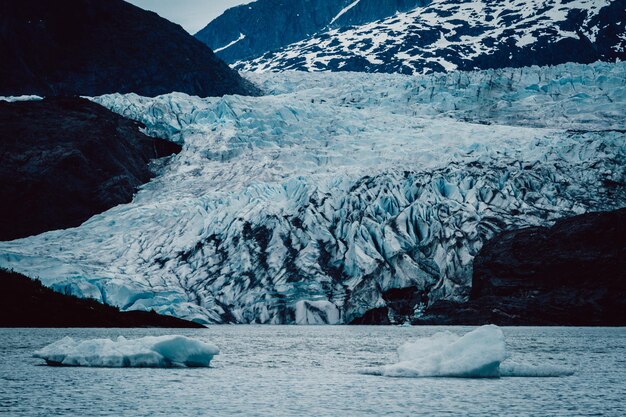 Foto geleira de mendenhall alsaka geleira de juneau neve