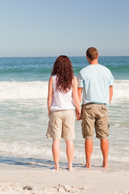 Geliebte, die auf den Strand gehen