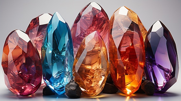gema de cristal com pedras preciosas em fundo preto