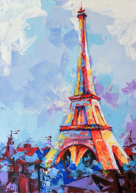 Gemälde des Eiffelturms in Öl auf Leinwand gemalt