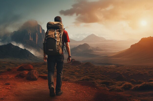 Foto gemälde einer bergkette mit bäumen im hintergrund