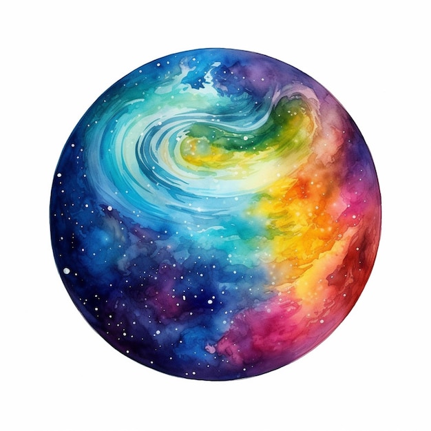 Gemälde einer bunten Galaxie mit einer Spirale im Zentrum generative ai