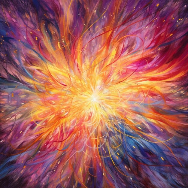 Gemälde einer farbenfrohen Explosion aus Licht und Farben, generative KI