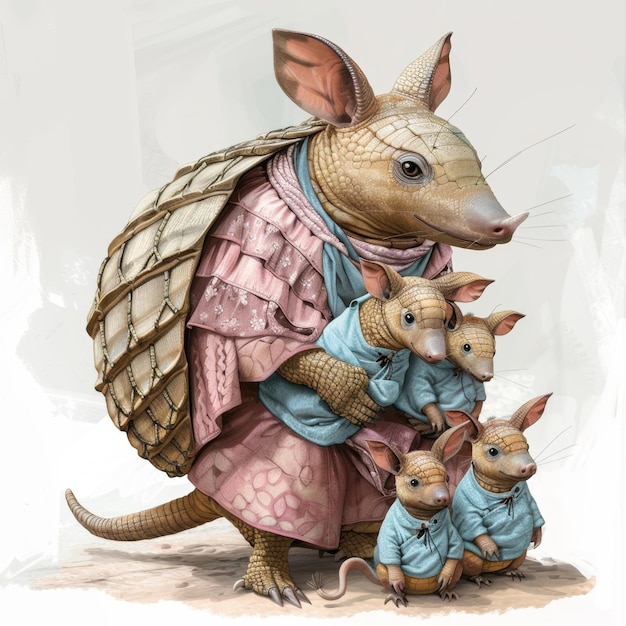 Gemälde einer Maus mit drei Mäusen