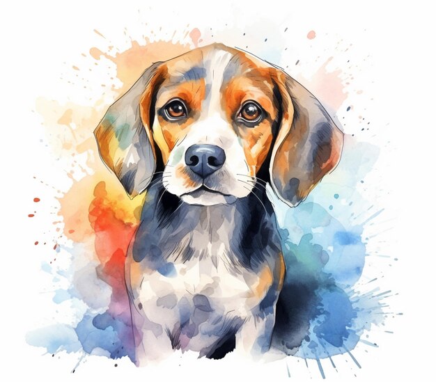 Gemälde eines Hundes mit buntem Hintergrund, generative KI