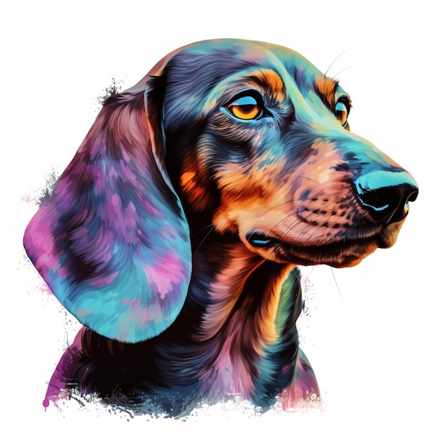 Gemälde eines Hundes mit einem bunten Gesichtsausdruck generativ ai
