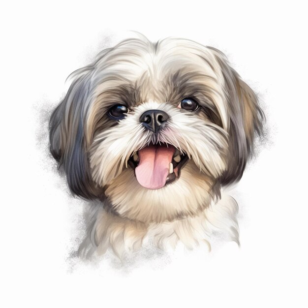 Gemälde eines Hundes mit langer Zunge und einem großen Lächeln generativ ai