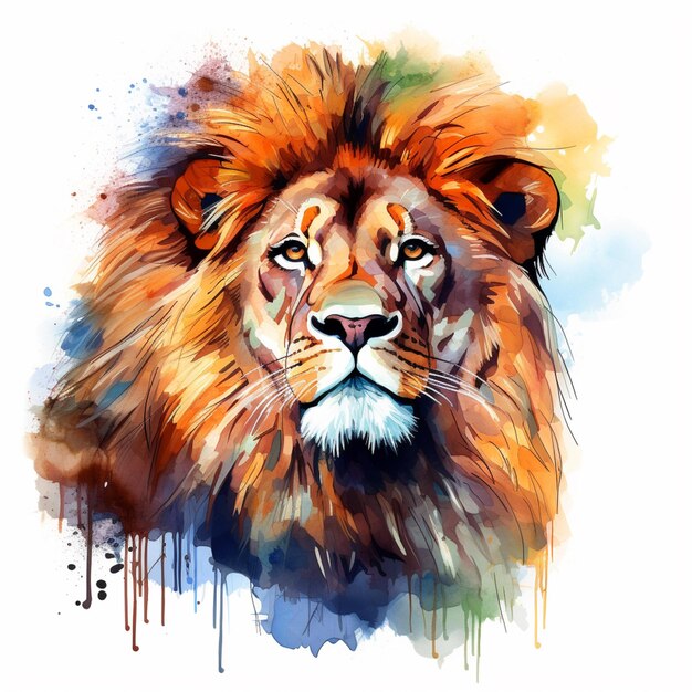 Gemälde eines Löwen mit weißem Hintergrund