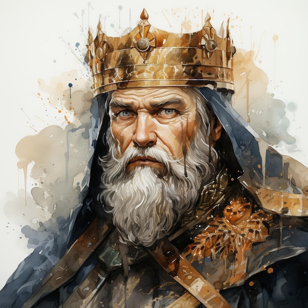 Gemälde eines Mannes mit einer Krone auf dem Kopf generativ ai