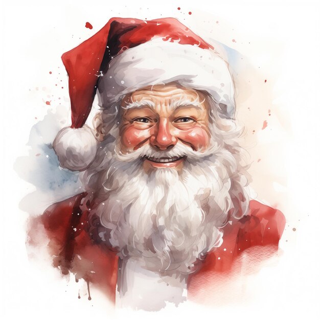 Gemälde eines Weihnachtsmanns mit Bart und rotem Hut