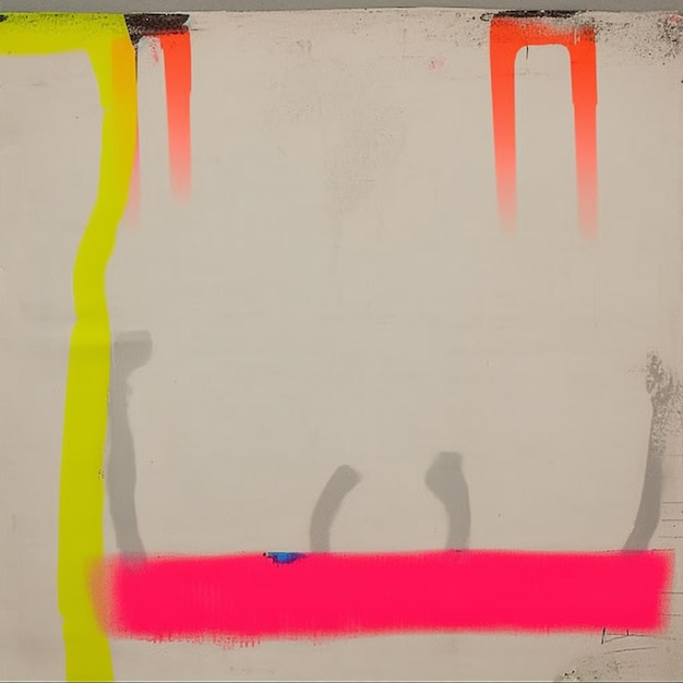 Gemälde von zwei Menschen, die vor einer Wand stehen, mit einem roten und gelben Streifen generativer KI