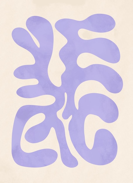 Gemalte moderne abstrakte organische Form Matisse Inspited Botanical Swirl Coral Artistic Printable Art