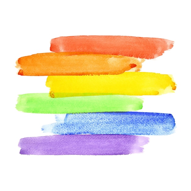 Foto gemalte regenbogen-aquarell-pinselstriche