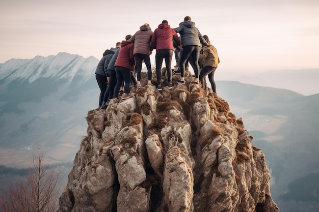 Gemeinsames Teamwork vorantreiben ist das Schlüsselfoto