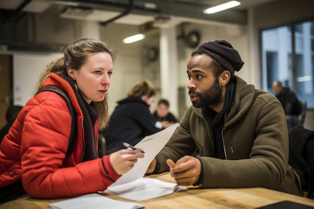 Foto gemeinschaft junger menschen, die gemeinsam an einem projekt arbeiten