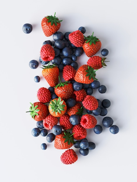 Foto gemischte beeren auf weiß