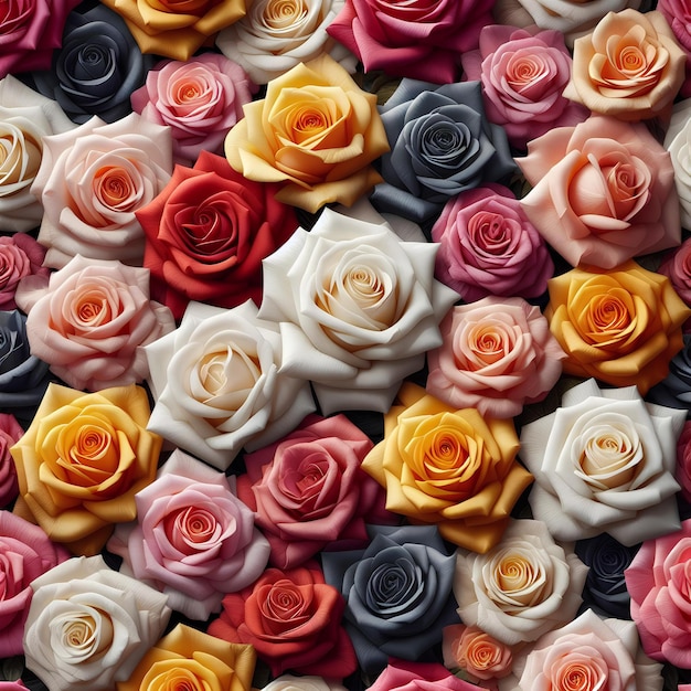 Foto gemischte farben blumenwand mit rosen rosen hintergrundfoto