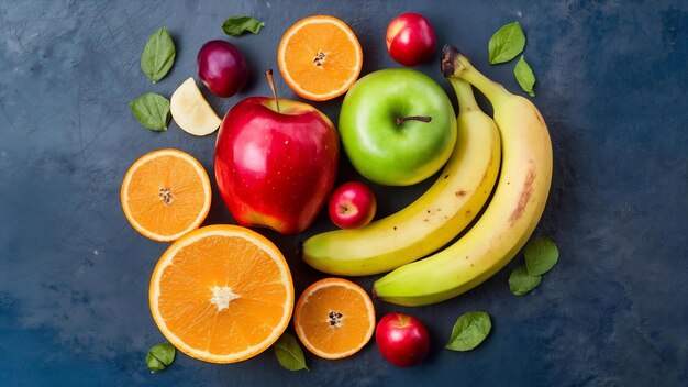 Gemischte Früchte mit Apfel, Bananen, Orangen und anderen