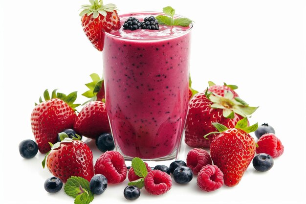 Gemischter Beeren-Smoothie auf weißem Hintergrund