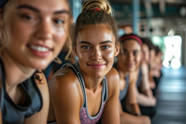 Foto gemischtrassige sportler dehnen sich vor dem training im fitnessstudio