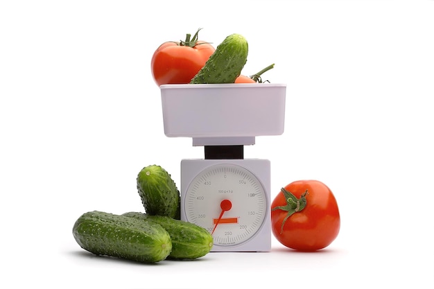 Gemüse auf Gewichten